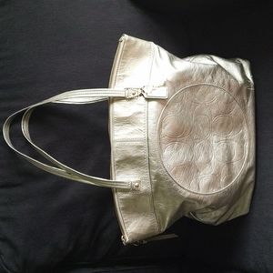 Coach Laura Large Leather Tote/Hand/Shoulder Bag Gold/Brown J1182-F18336